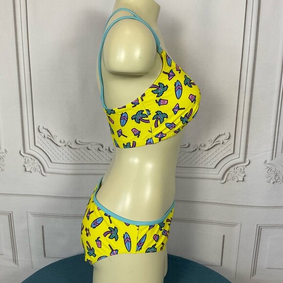 Undercurrent Juniors Neon Beach Design Strappy Bikini Size Large New - Picture 5 of 11
